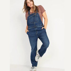 NWOT! Women's Slouchy Straight Workwear Dark-Wash Jean Overalls - Size 26 plus